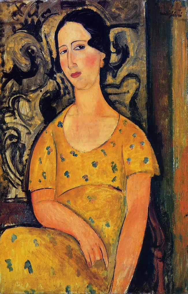 Young Woman in a Yellow Dress (aka Madame Modot) - Amedeo Modigliani Paintings